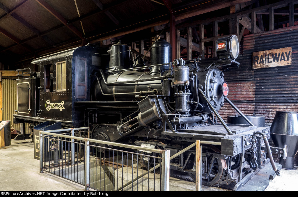 CLIMAX 1205 on static indoor display at Shantytown, NZ